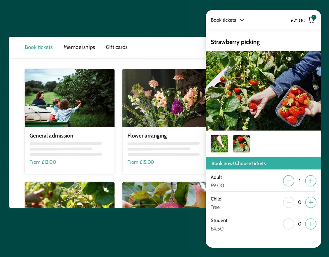 Pick your own ticketing software booking journey on desktop
