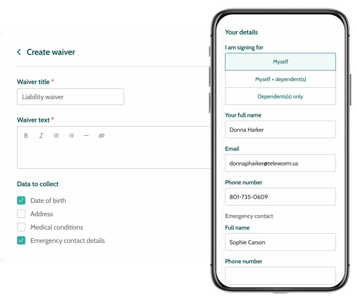 Digital waiver form in Beyonk's indoor playground software